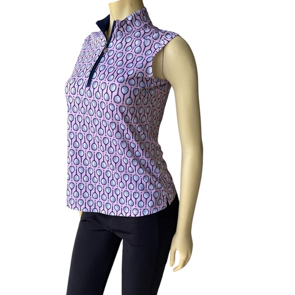 San Soleil Ace Tennis Racket SolCool® Mock Neck Pullover - Women Top - Picture 3 of 6